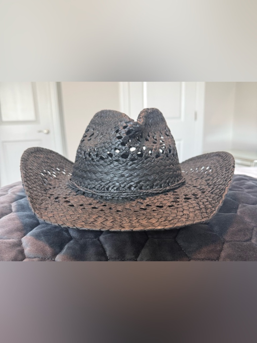 wild fable Black Woven Straw Hat